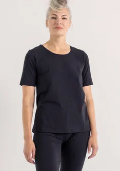 “Eleonora” jersey top in organic cotton/spandex - black