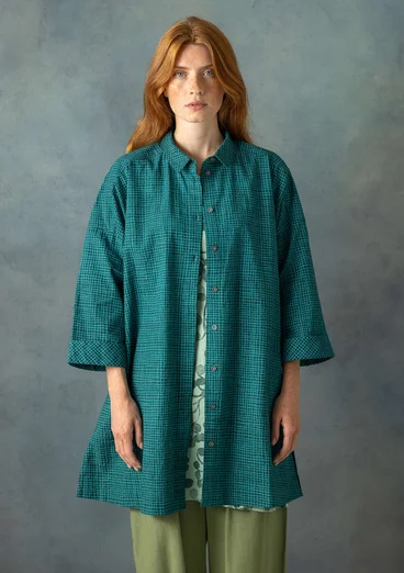 “Pavement” woven cotton shirt tunic - rainforest green