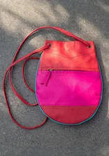 Leather handbag - pink begonia