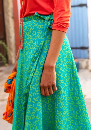 “Salsa” woven skirt in organic cotton - oriental green