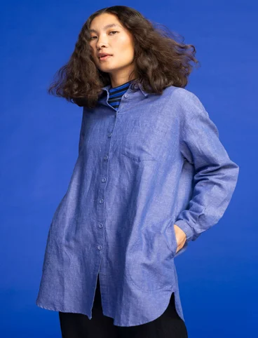 Woven organic cotton/linen shirt - blue lotus
