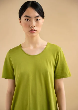 “Billie” short-sleeve top in organic cotton/modal - asparagus