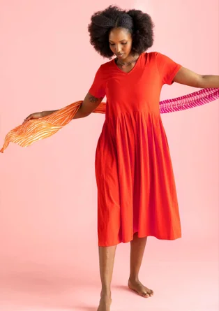 “June” jersey dress in organic cotton - lava red