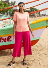 Solid-colour organic cotton jersey trousers - cyklamen