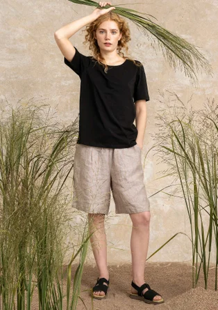 Woven linen shorts - light warm grey/striped