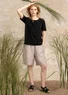 Woven linen shorts (light warm grey/striped S)