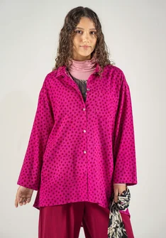 Woven “Olivia” shirt in organic cotton - cerise/patterned
