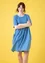 Gestreepte tricot jurk van biologisch katoen (saffierblauw/weidebeek S)