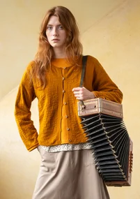 “Nova” lambswool cardigan - mustard/melange