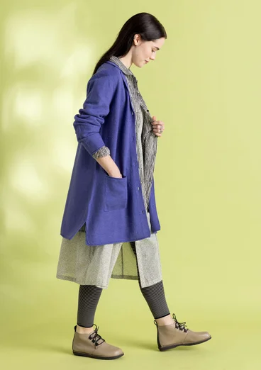 Longline blazer in felted organic wool - sky blue