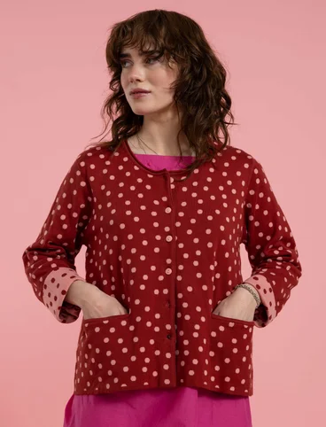 Dotted cardigan in organic cotton - rosewood