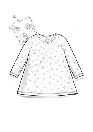 Top ”Millie” en jersey de coton biologique/modal - vert petit pois/motif