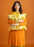 “Sunflower” organic cotton/linen cushion cover (vaalea hiekka Yksi koko)