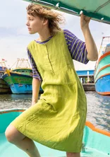 Woven sleeveless dress in linen - kiwi