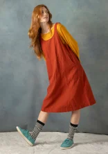 “Thessaloniki” woven organic cotton/linen pinafore dress - madder red