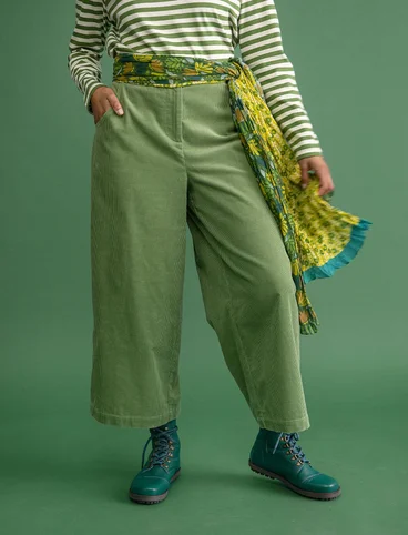 Pantalon en velours côtelé de coton biologique - vert terne