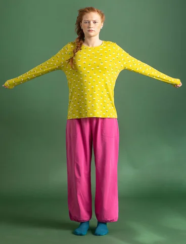 Top "Stella" en jersey de coton biologique/élasthanne - vert lime/motif