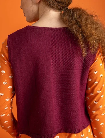 Wool/organic cotton knit waistcoat - burgundy