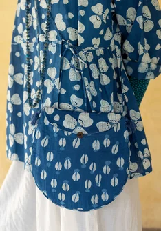 “Bloom” floral organic cotton bag - indigo blue