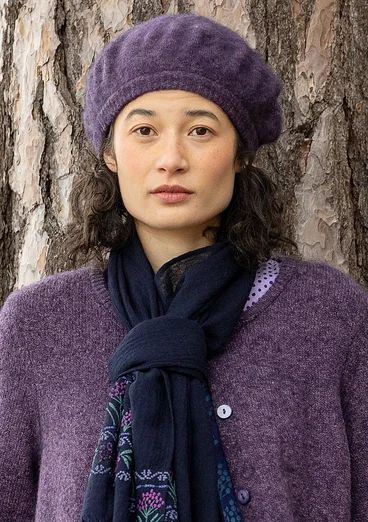 Knit beret in an alpaca blend - blackberry/melange
