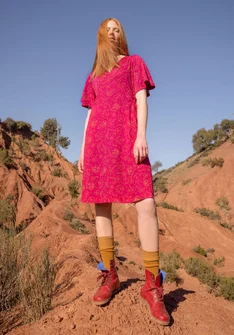 Tricot jurk "Carmen" van biologisch katoen/modal - cyclaam