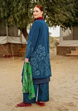 “Dawn” long cardigan in ramie/recycled cotton - indigo