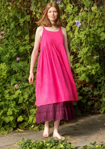 Woven dress in organic cotton - dark peony