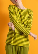 Essential striped top in organic cotton - green pepper/dijon