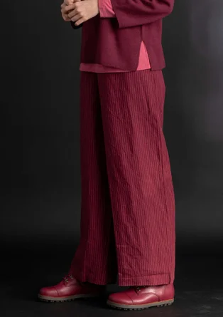 “Asta” woven pants in linen - purple red/striped