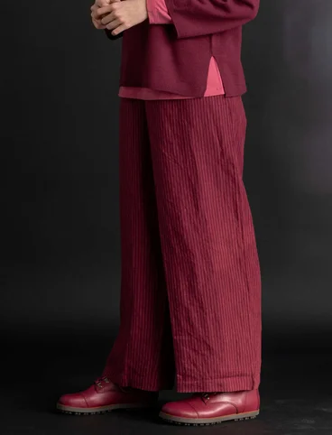 “Asta” woven linen trousers - purple red/striped