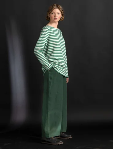 Essential striped top in organic cotton - malachite/feather