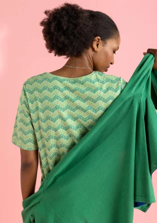 “Eleonora” organic cotton/elastane jersey top - pea green/patterned