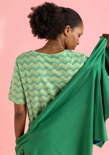 “Eleonora” jersey top in organic cotton/spandex - pea green/patterned