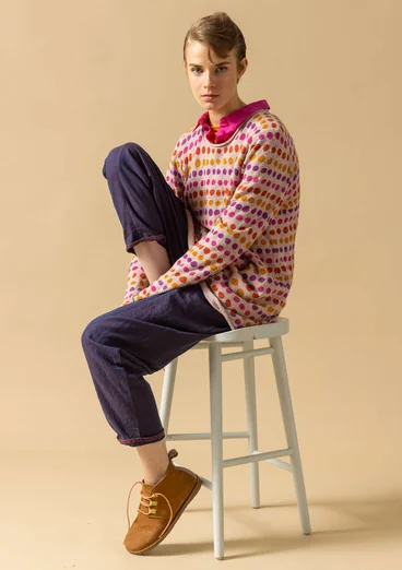 “Abby” favourite sweater in organic/recycled cotton - pink sand/patterned