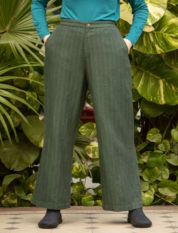 Vevd bukse «Woodland» i økologisk bomull / lin - opalgrønn