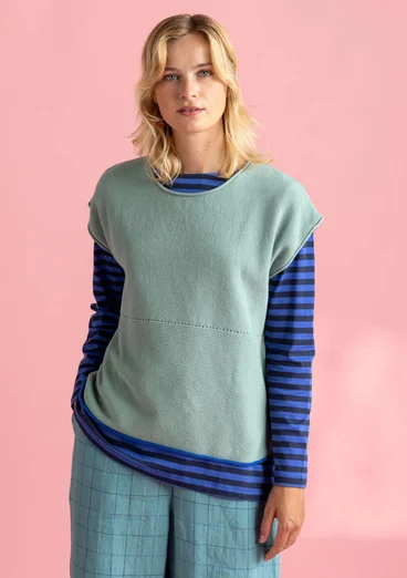 Sleeveless “Edna” Bästis sweater in recycled cotton - peppermint