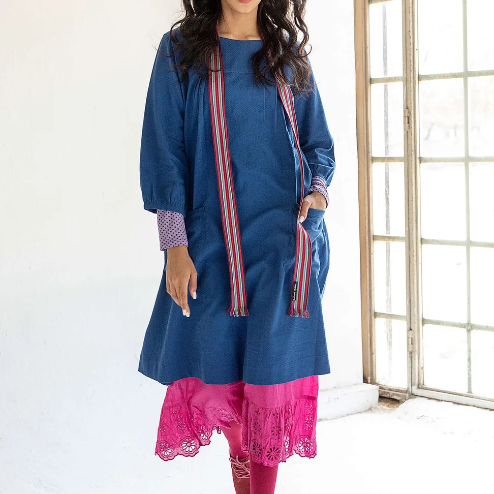 “Benedita” woven organic cotton dress - porcelain blue