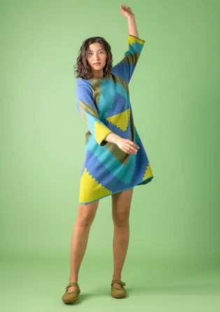 “Cape” knit dress in organic cotton - flax blue