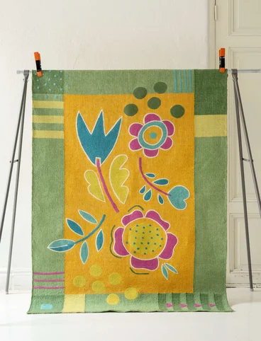 “Flowers” embroidered organic cotton rug - cicada
