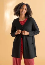 Longline organic wool cardigan - black