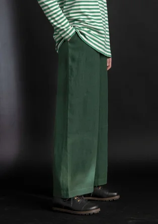 “Asta” woven pants in linen - dark green