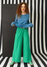 Striped jersey pants in organic cotton/modal - basil/light orient green