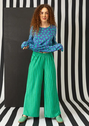 Striped jersey trousers made of organic cotton/modal - basil/light orient green