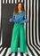 Striped jersey trousers made of organic cotton/modal (basil/light orient green L)