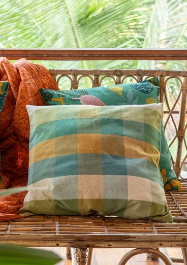 “Andes” cushion cover in organic cotton - green sea glass