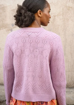 “Karamell” cardigan in lambswool/nylon - lilac