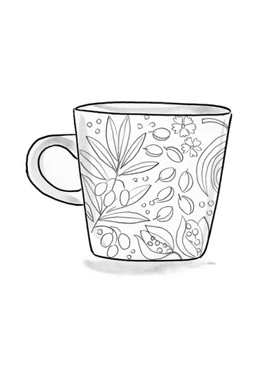 Tasse „Botanic“ aus Keramik - aschrosa