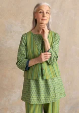 “Esme” woven organic cotton/linen waistcoat - kiwi/stripe