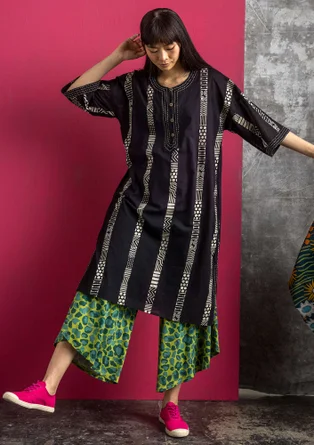 Caftan "Ghana" en coton biologique - noir