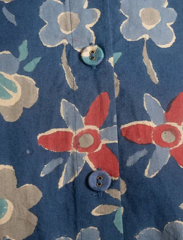 Vevd bluse «Sunita» i økologisk bomull - indigo